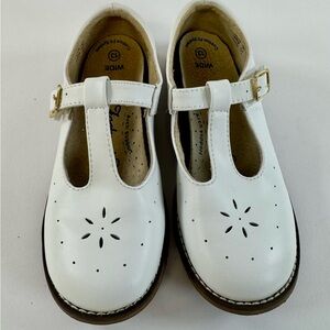 Footmates - Sherry White Leather T-Strap Dress Shoes Girls - Size 13 Wide